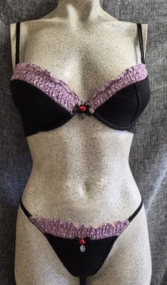 Vive Maria Paris D´Amour Set, neu, Push up BH 75B, String Gr. S-M, black lilac