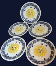 Vtg 90s Celestial Sun Stars 20cm Plates x 5 Boho Hippy Retro 