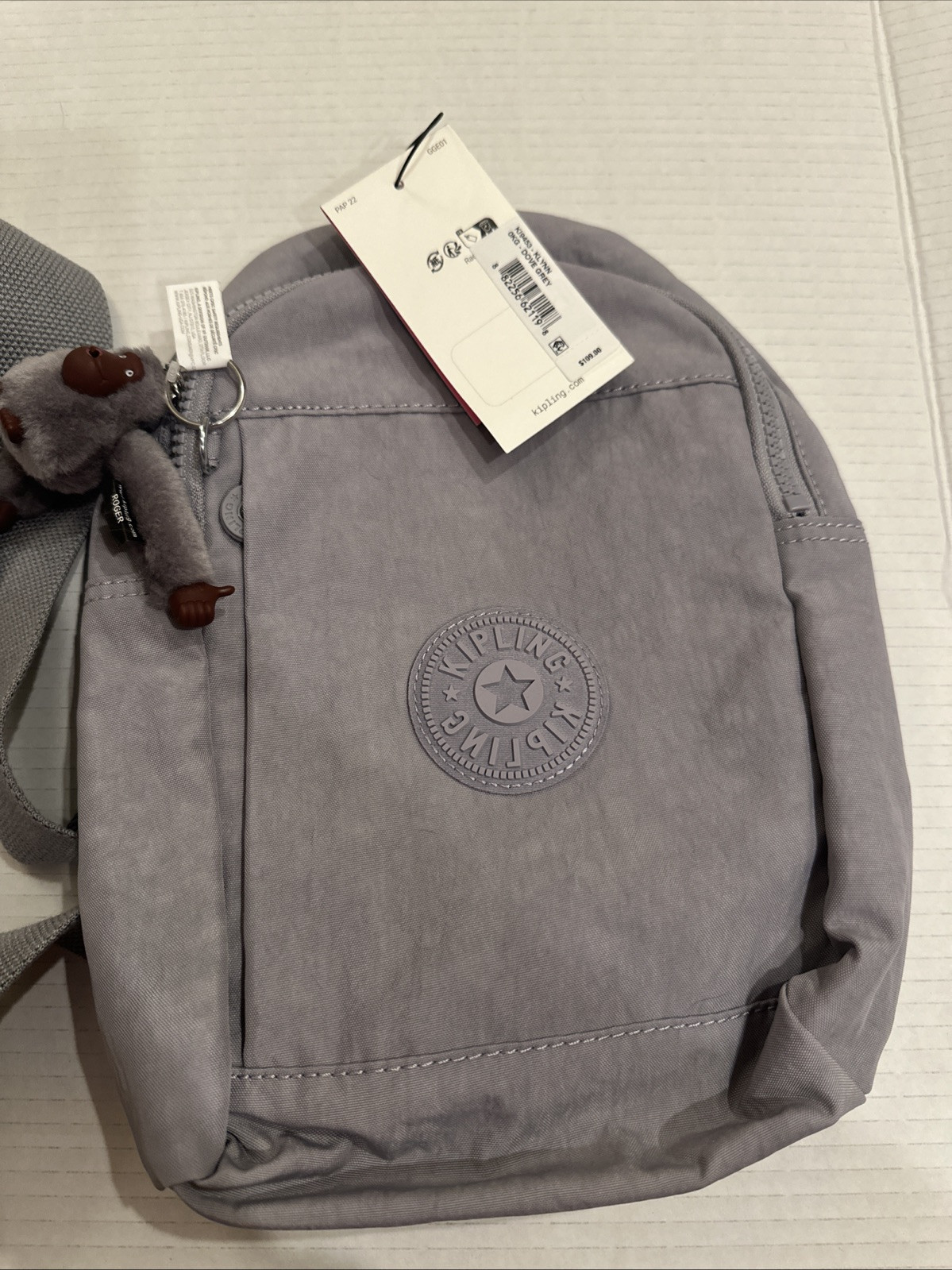 Kipling Klynn Sling Backpack Shoulder Bag KI1688 Polyamide Dove
