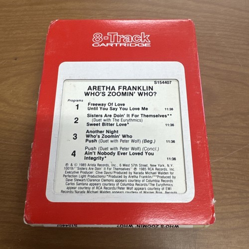 Aretha Franklin - Who’s Zoomin’ Who? ~ 8-Track ~ 1985 Arista S154407 ULTRA RARE - Picture 4 of 4