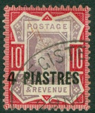SG 6a British Levant 4pi on 10d dull purple & deep bright carmine CAT £15