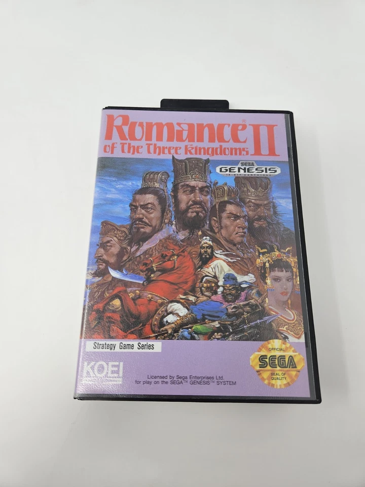 ROMANCE OF THE THREE KINGDOMS II SEGA Genesis 100% 完整带盒海报和注册 — 第 2/4 张图片