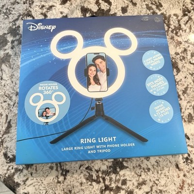 Disney Mickey Ring Light w/ Tripod & Phone Holder 3 Light Modes NEW