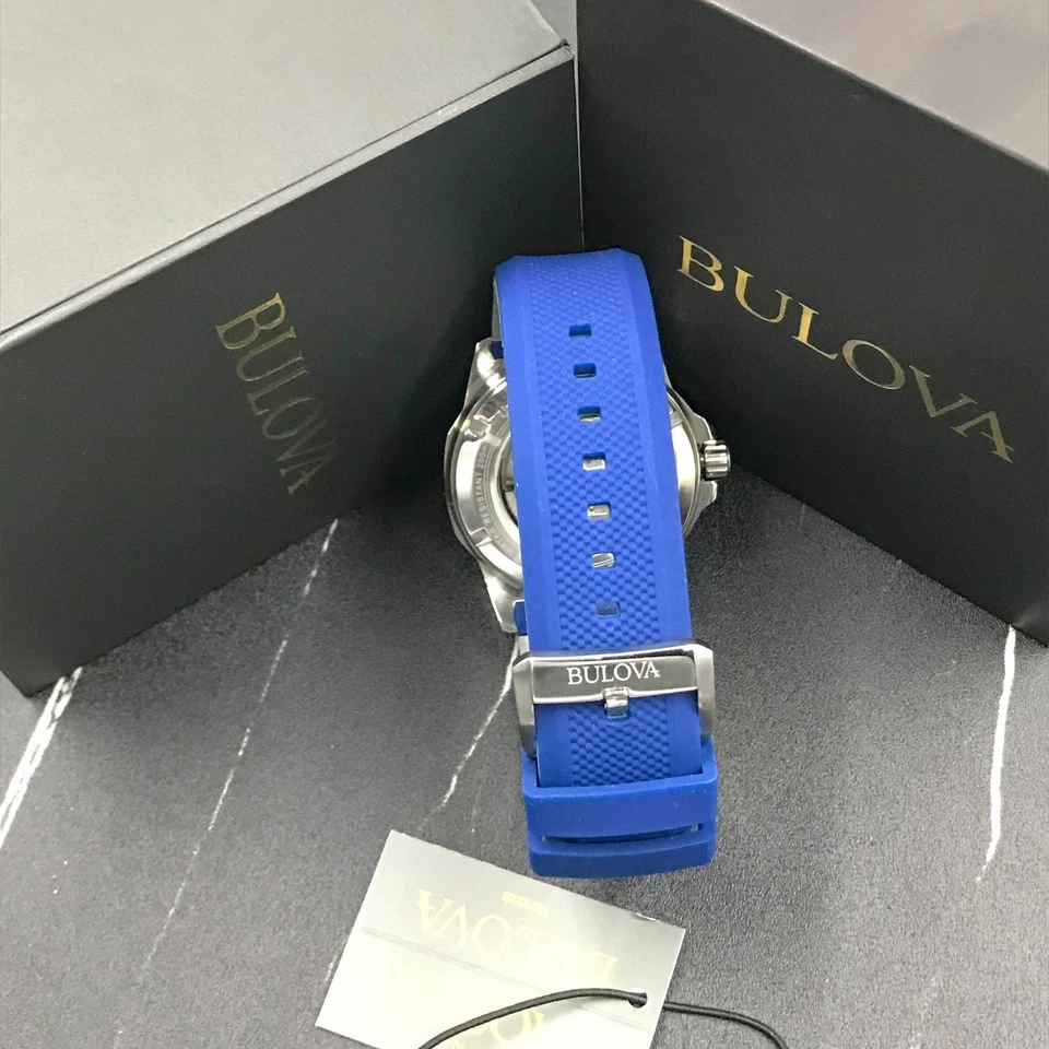 宝路华 98A303 Marine Star A 45 毫米自动男士手表-蓝色表盘橡胶表带 — 第 4/4 张图片