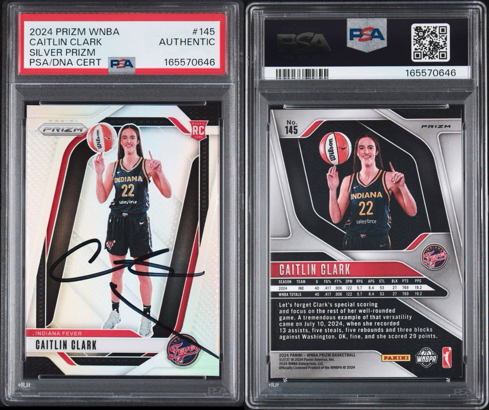2024 Caitlin Clark Prizm WNBA Silver Prizm #145 RC  PSA/DNA AUTHENTIC AUTOGRAPH view 3