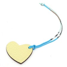 HERMES Petit Ash Charm Heart Mini Cream Yellow/Mocha Brown Bag Charm Petit h S