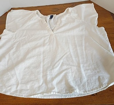 Universal Thread  Women's V Neck Peasant Top Linen Blend XL Boho Casual Relaxed 