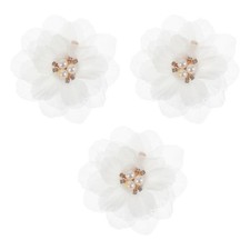 3pcs Chiffon Flower Hair Clips Floral Hairpins with Pearl Rhinestone, Hair Ba...