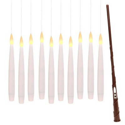 10 schwebende Halloween Deko LED Tafel-Kerzen Zauberstab magisch Fliegende weiß