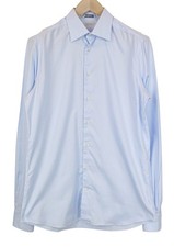 SUITSUPPLY Men's Formal Shirt 41-7/16L Blue Button-Up Long Sleeve Slim Cotton 