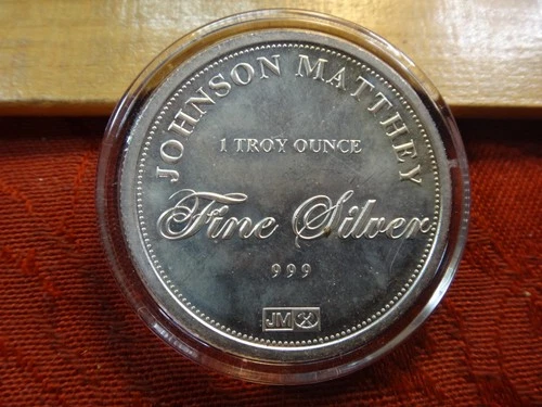 Vintage Johnson Matthey Scales One 1 Oz .999 Silver Bullion Round - No Reserve