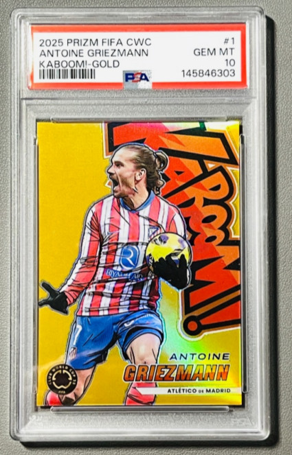 Antoine Griezmann 2025 Panini Prizm FIFA World Cup 08/10 Gold Kaboom SSP PSA 10