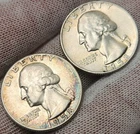 1958 P+D Washington Quarter, 2 Coin Set - AU - 90% Silver Coins, Q-58pd