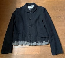 COMME des GAR ONS Round-Collar Wool Jacket Black Small Two-Tone Hem AUTH JAPAN