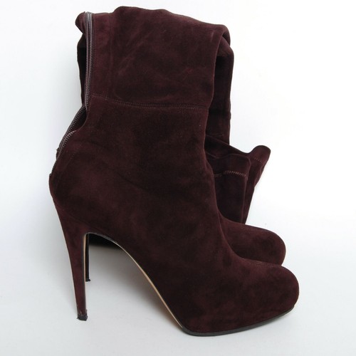 Brian Atwood Over-the-Knee Boots High Heels Brown Suede Booties Size EU 40 - Picture 2 of 8
