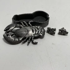 Torino Lobster Trinket Box Earrings Pin Pewter No Necklace B10F