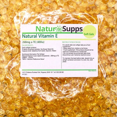 Vitamin E Capsules 100% Pure Natural 400iu x 360 Capsules NaturSupps