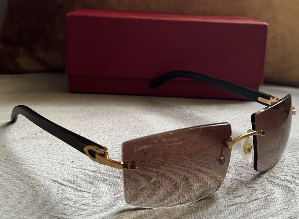 Cartier C Decor Brown Black Buffalo Horn Sunglasses 100% GENUINE Retail  $3345