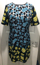 OASIS Floral Rose Print Tea Dress Size UK 14 EU 40 Wedding Occasion Multicolour