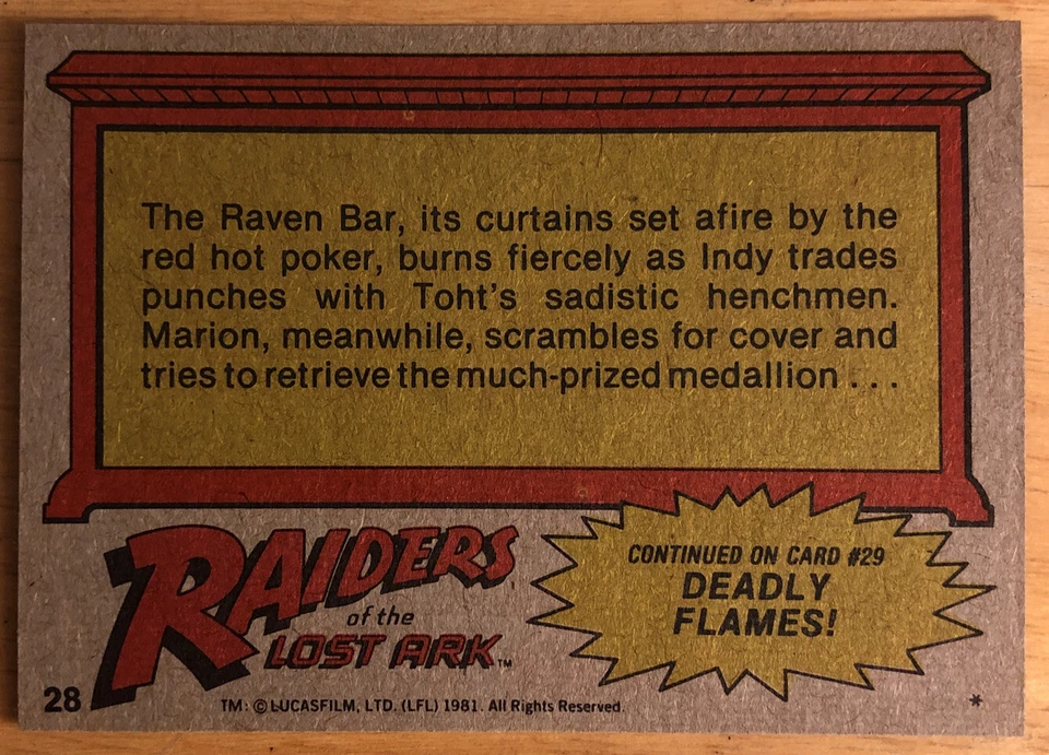 1981 Topps Raiders Of The Lost Ark Struggle To The Death! Card #28 High-Grade NM - Image 3 of 3