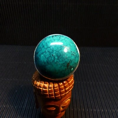 Ring Gr. 68, Silber 925 mit einem Türkis Cabochon aus Tibet - Bild 1 von 3