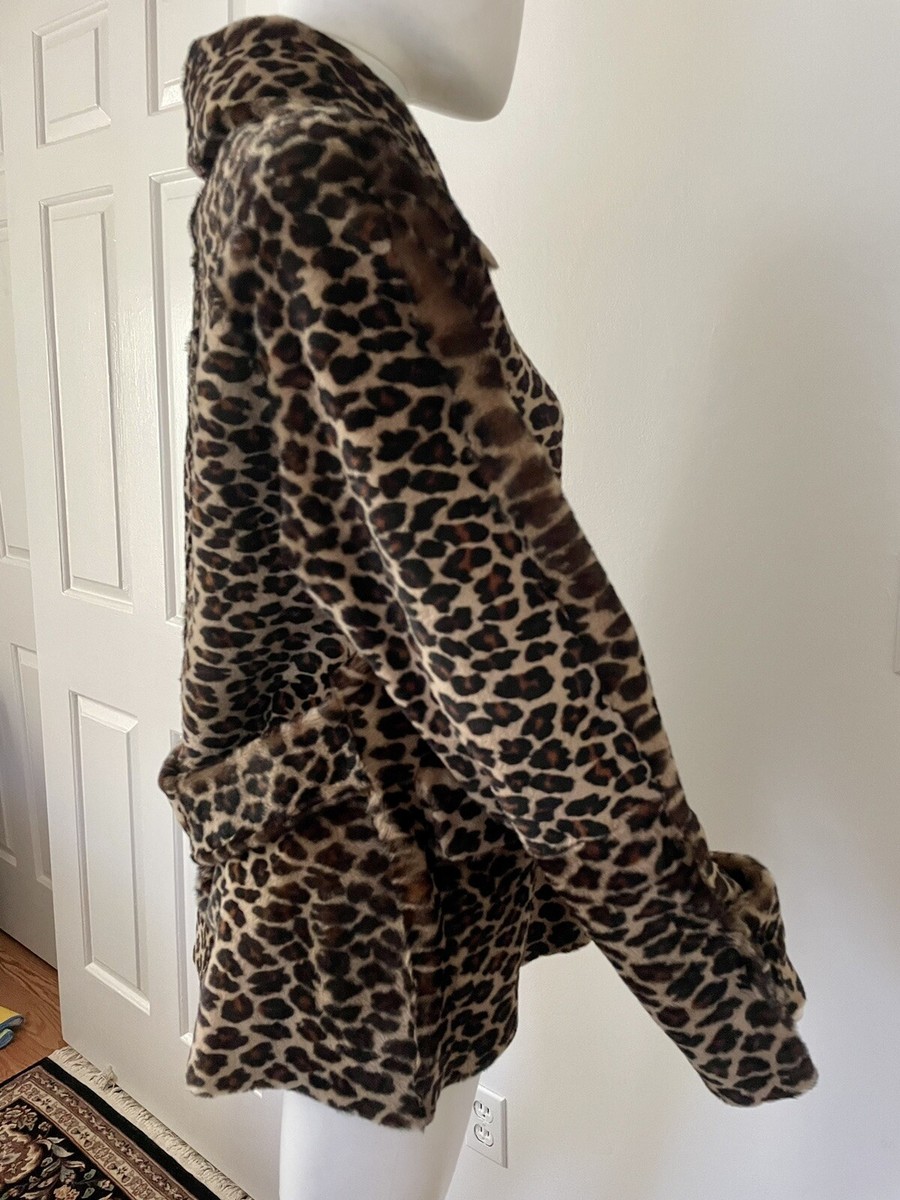 ジャケット Furling By Giani Jackets Furling by Giani Firenze Faux Fur Leopard Jacket Lambskin