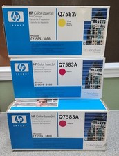 Lot of 7 New Genuine Sealed HP Q7582A Yellow, Q7583A Magenta Toner, 1 open box