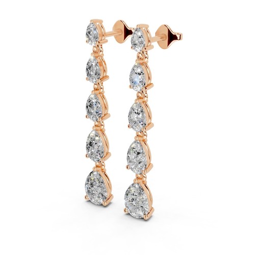 4.5 CTTW Pear Lab Grown Diamond Drop Earrings In 14K Gold (F-G, VS1-VS2) - Picture 14 of 16