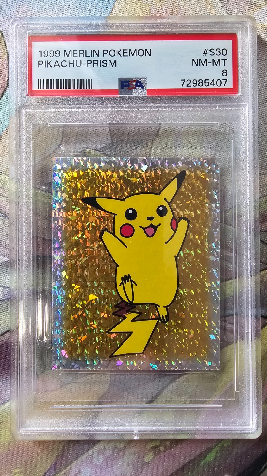 1999 MERLIN POKEMON #S30 PIKACHU-PRISM PSA 8