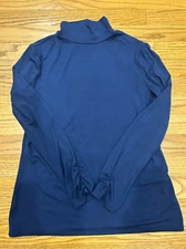 Chico’s The Ultimate Tee Long Sleeve Mock Neck T Shirt Navy Size US/SP, Chico’s