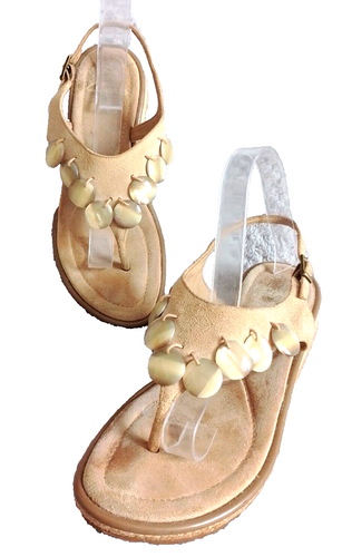 CLARKS SLINGBACK TOE POST FLIP FLOP CUSHION SAND COLOUR SANDALS SHOES UK 5 D E38 - Picture 5 of 12