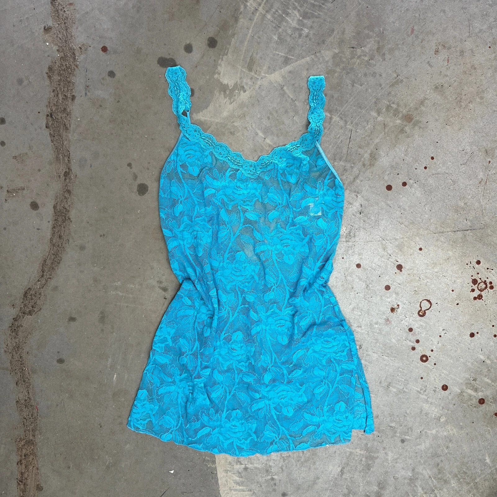 UNDERCOVER Camicia da notte vintage Victoria's Secret slip dress donna M blu pizzo floreale