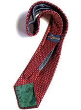 100 Silk Tommy Hilfiger Mens Tie Crest Red Blue Woven Print Vintage NWOT