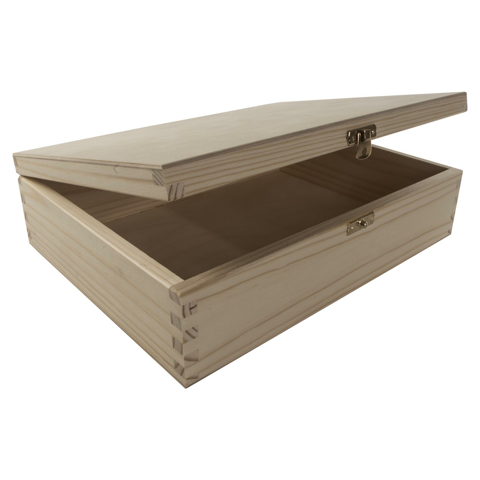 Keepsake Wooden Box Lid & Clasp | 29.5 x 22.5 x 8 cm | Plain Decorative Pine DIY