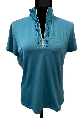 Tail White Label Top Women’s M Blue Short Sleeve 1/4 Zip Golf Tennis Athleisure - Picture 9 of 9