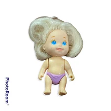Vintage 1990 Tyco Quints Baby Doll #5 Purple - 2.25" Blond Hair