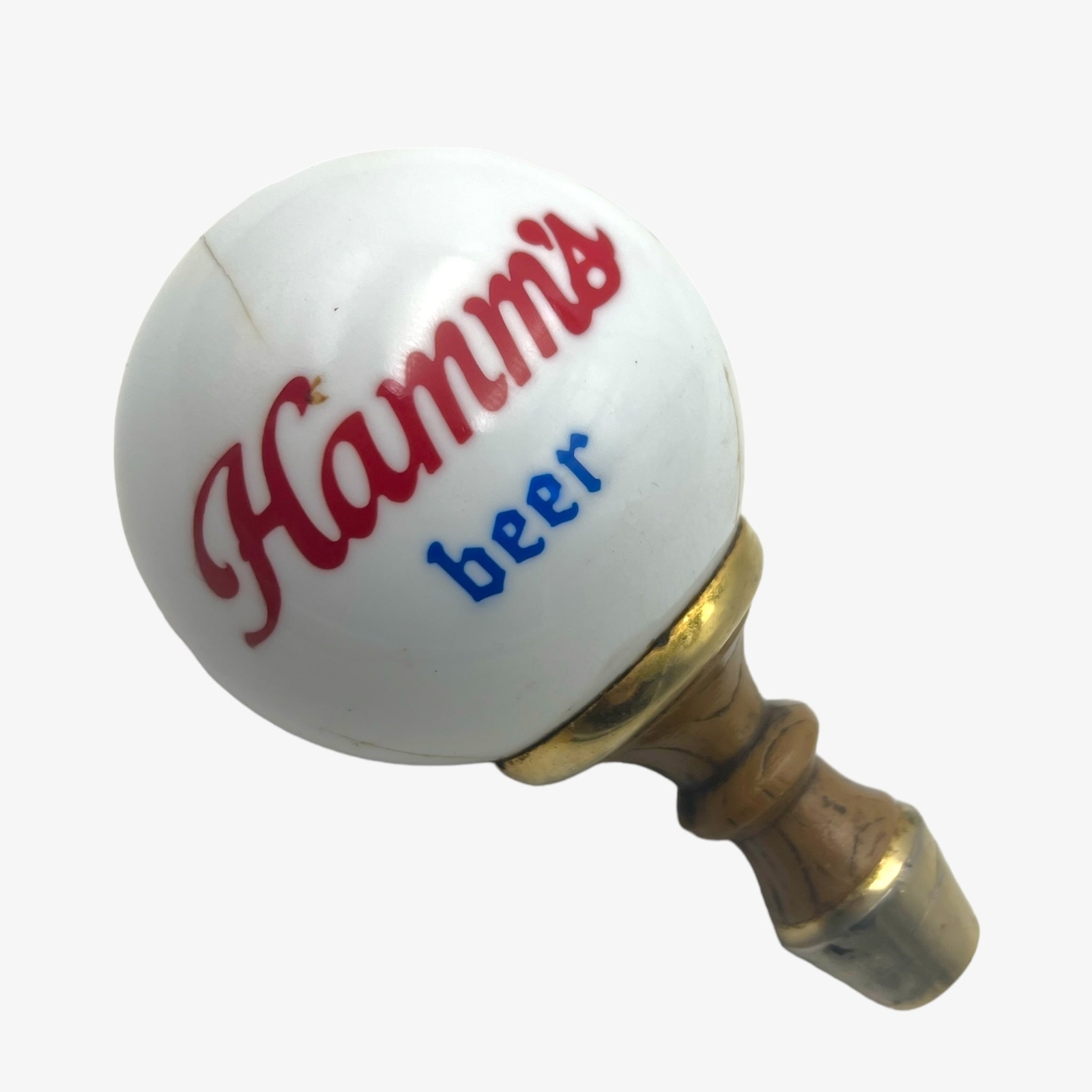 Vintage Hamm's Porcelain Beer Tap Handle Globe Orb Sphere Rare Keg Pull