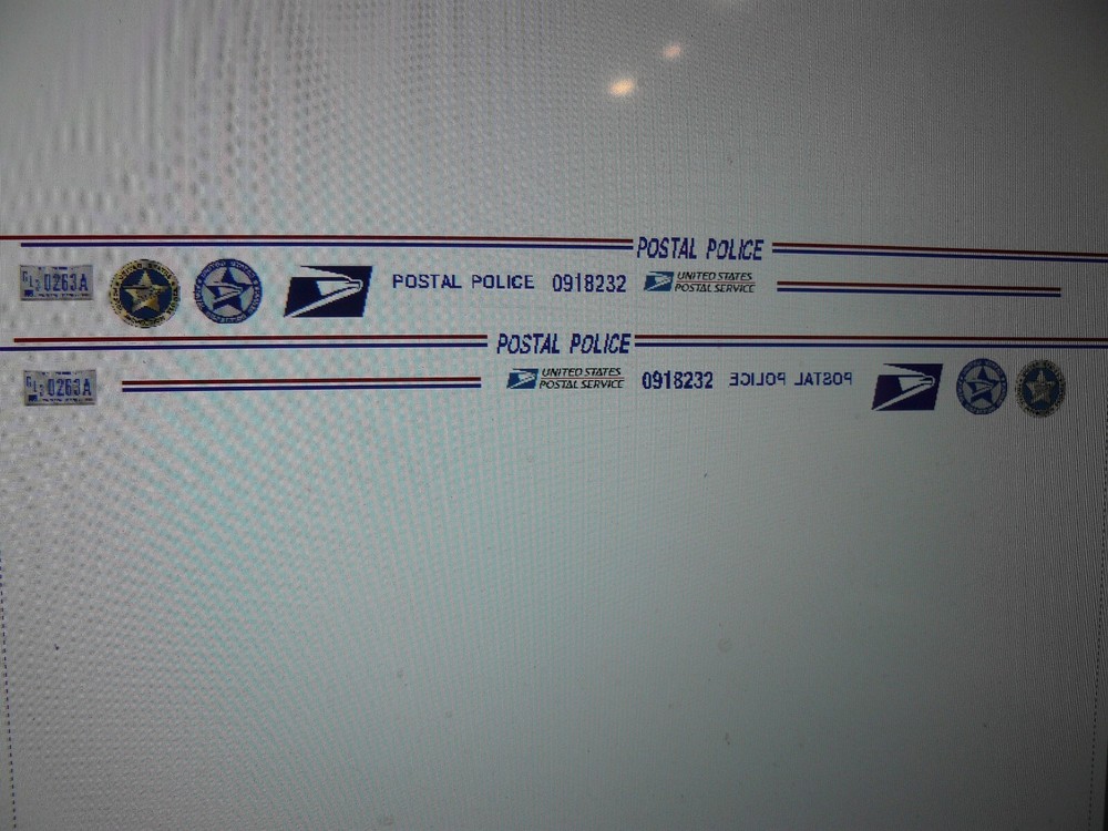 US Postal Service Police Patrol Car Decals 1:24