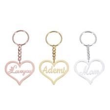 Pendantify Personalized Heart Name Keychain Custom Heart Key rings with Name