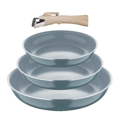 CLICK&COOK - Set 4 Pzs Sartenes 18+20+24 cm con Mango Desmontable - Aluminio ...