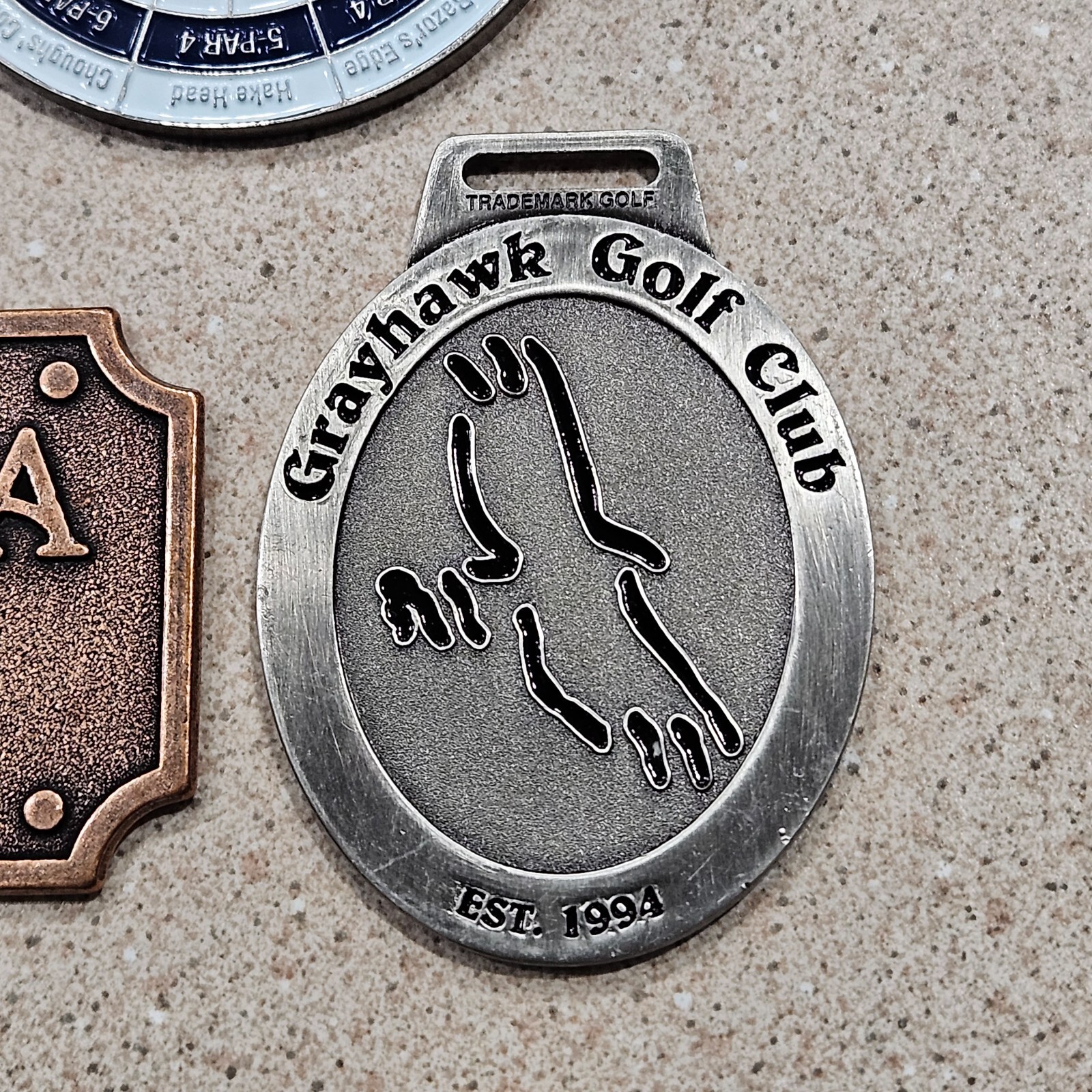 Lot of 6 Metal Golf Bag Tags Kierland Old Head Cascata Grayhawk Tralee