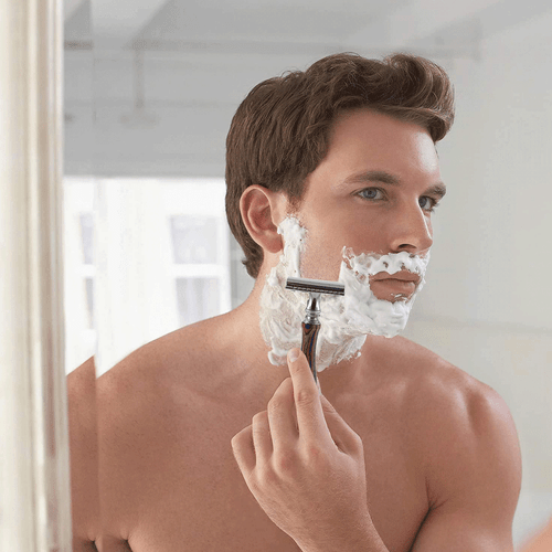 NEW ELEGANT WOODEN HANDLE DOUBLE EDGE SAFETY RAZOR WET SHAVE + 5 SHAVING BLADES - Picture 5 of 6