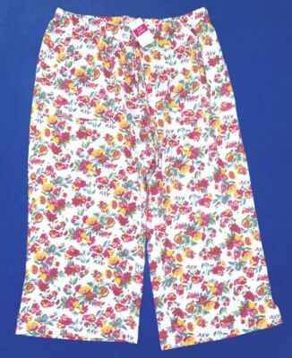 FRESH PRODUCE Small White $45 Garden Blooms Beach Jersey Lounge Pants NWT New S