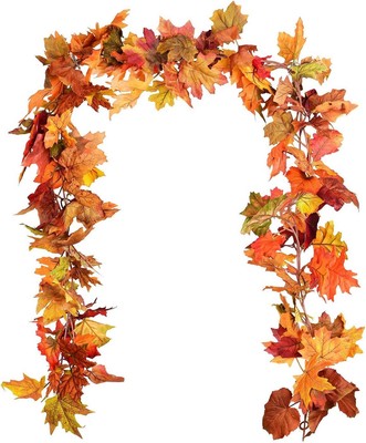 2 Pack Fall Garland Maple Leaf, 5.9Ft/Piece Hanging Vine Garland Artificial Autu