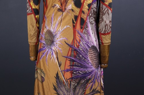 CLASS ROBERTO CAVALLI Multicolor Floral Long Sleeve Shift Midi Dress Size M - Picture 8 of 10