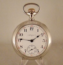 127 YEARS OLD ELGIN 21j STERLING SILVER OPEN FACE 18s GREAT LOOKING POCKET WATCH