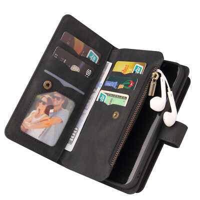 Für Samsung A12 A52 A22 A42 Reißverschluss PU Leder Flip Wallet Case Handyhülle