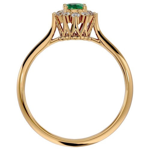 Gold Plated Silver Oval Natural Green Emerald Zircon Dainty women Wedding Ring - Foto 6 di 8