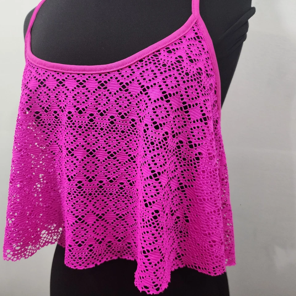 Camiseta sin mangas ROSA Victoria's Secret espalda abierta rosa malla transparente ligera talla M Foto 2 de 4