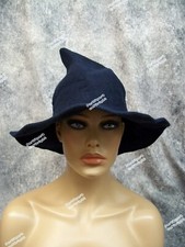 Whimsical Navy Blue Cosplay Witch Hat Unisex Medieval Peasant Renaissance Wizard